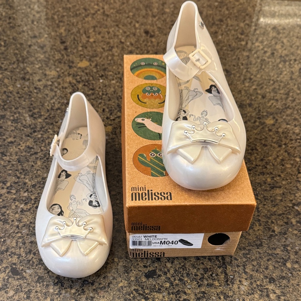 Mini Melissa Kids Pearl White Dress Shoes